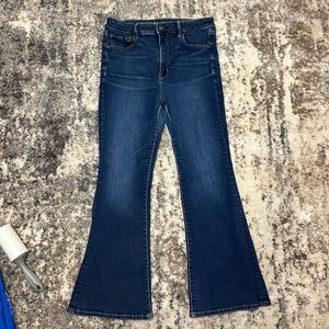 american eagle super stretch flare jeans short